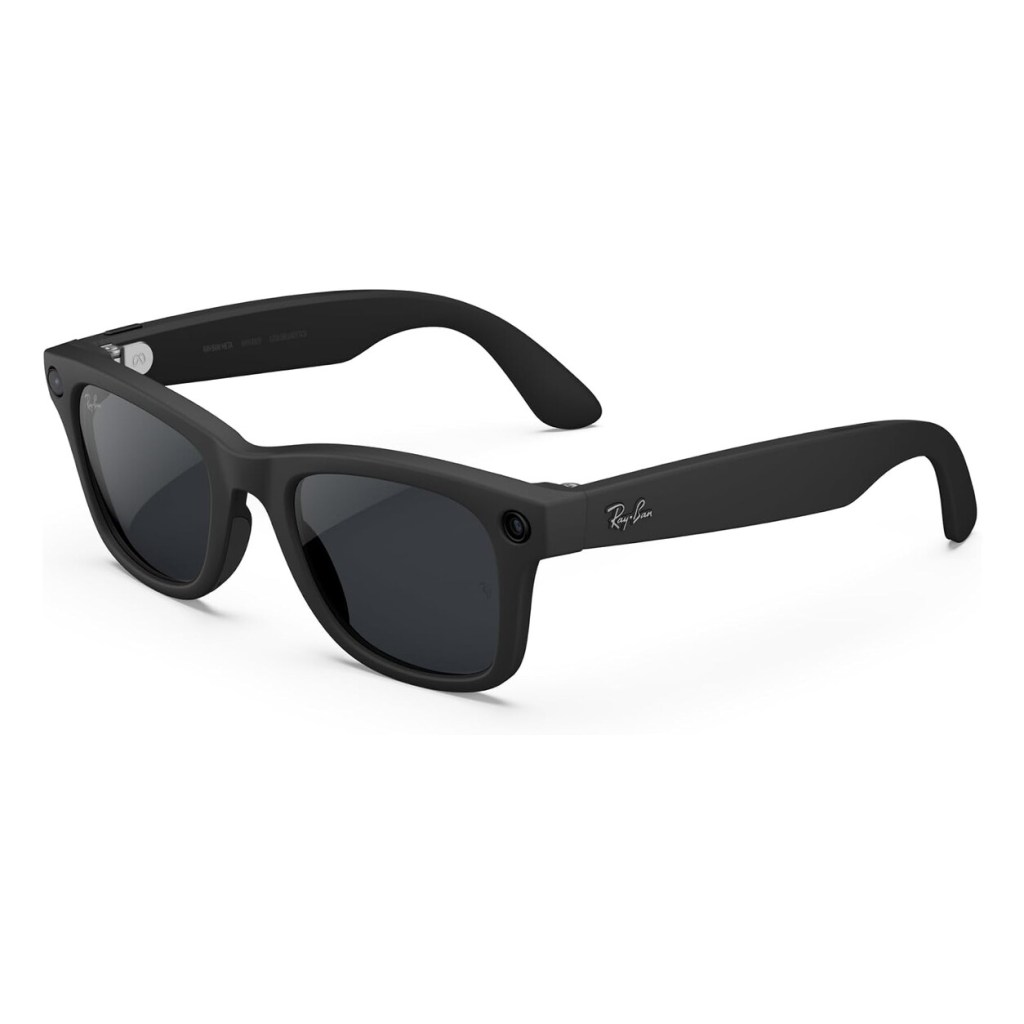 Gafas Ray-Ban Meta Wayfarer Gen 2 negras mostradas completas sobre fondo blanco