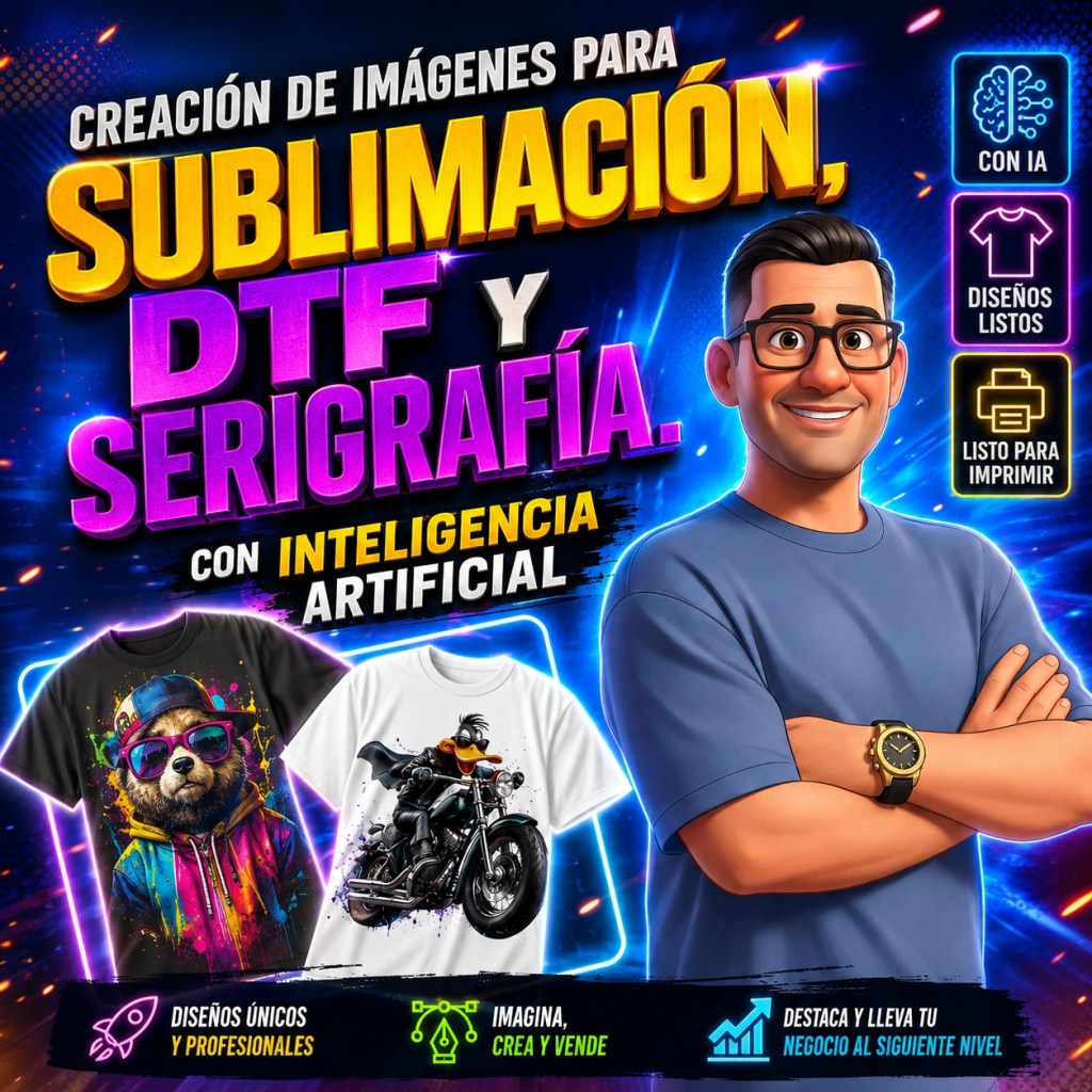 Curso de imágenes con IA para sublimación, DTF y serigrafía