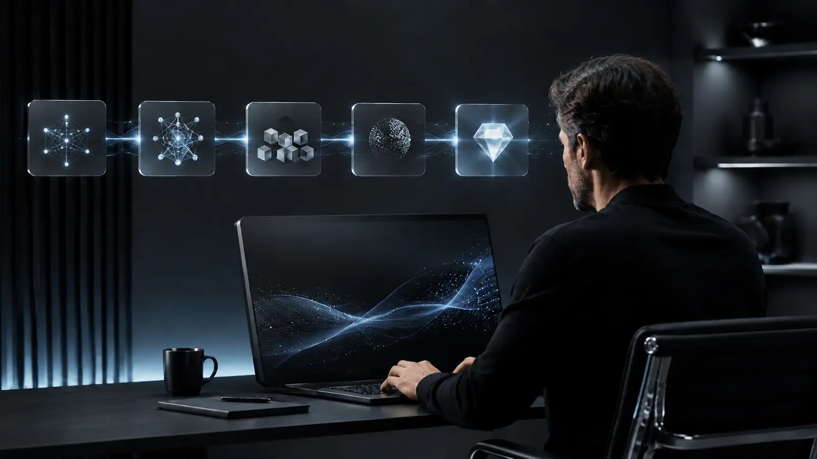 Persona aprendiendo a utilizar inteligencia artificial mediante un proceso visual paso a paso.