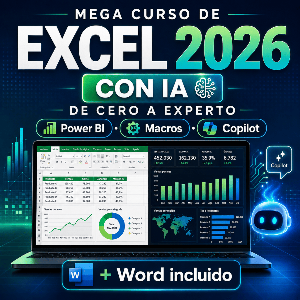 Mega Curso de Excel con IA 2026: Power BI, macros y Copilot