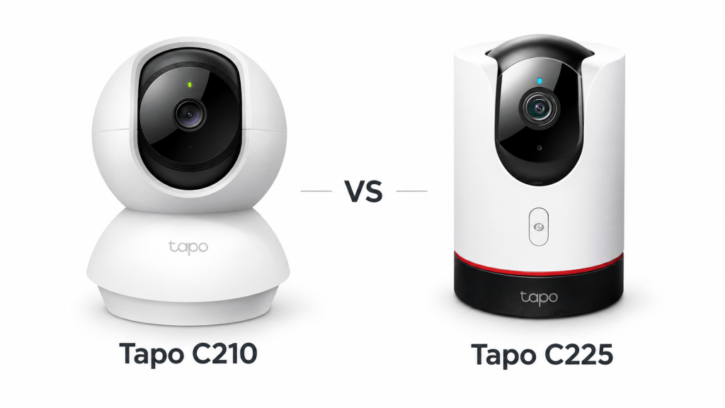 Comparación visual de la Tapo C210 a la izquierda y la Tapo C225 a la derecha